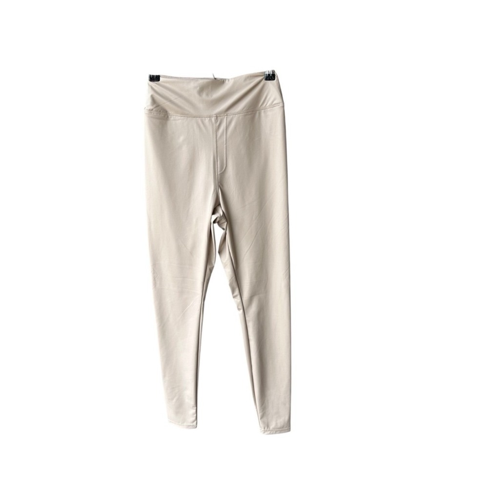 OFFLINE by Aerie Pants Leggings Tan Faux Leather High Waisted Preppy Size Medium